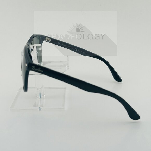 RB4147 601/58 Ray Ban Boyfriend Polished Black Frame / Green Polarized Lens 60mm - Picture 6 of 10